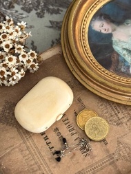 40842-絕美法國古董珍稀材質硬幣錢夾/盒 貴重小物收納夾