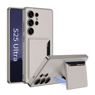 Slim Wallet S25 Ultra S25U Leather Case Back Cover Magnetic Card Holder Kickstand Samsung Galaxy S25