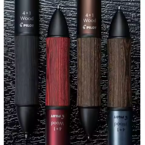 Hot Luxury Wood Pilot Classic Vintage Ball Pen 4+1 0.7mm 4-color Ballpoint Pen + 0.5mm Automatic Pen