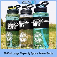 3000ml Large Capacity Sports Water Bottle BPA Free With Straw Handle Fitness GYM Bottle Food Grade P
