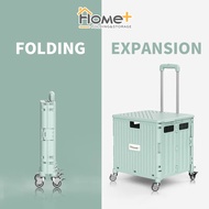 (HOME+) 65L Foldable Shopping Large Utility Cart / Foldable Trolley with 360 Wheel Collapsible