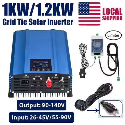 1KW 1200W Grid Tie Solar Inverter Battery Discharge DC 24V 26-45V/48V 55-90V PV Panels Input to AC 1