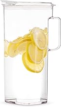 Komax Tritan Plastic Water Pitcher with Lid – BPA-Free, Square Water & Iced Tea Pitcher - Microwave 