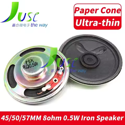 2pcs/lot New Ultra-thin Speaker 8 Ohms 0.5 watt 1W 8R Paper Cone Speaker Diameter 45MM 50MM 57MM 5.0
