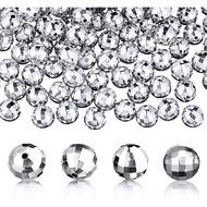 Poen 200 Pcs Disco Ball Beads Round Silver Reflective Mirrorball Charms Mini Disco Ball Bracelet Nec