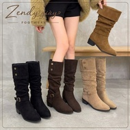 [ genuine type - Available depending on size ] Women's High Collar Boots Zendy.giay Suede Square Hee