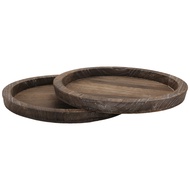 P.K.YO-2Pcs Rustic Wooden Tray Candle Holder - Small Decorative Plate Pillar Candle Tray Wood for Fa
