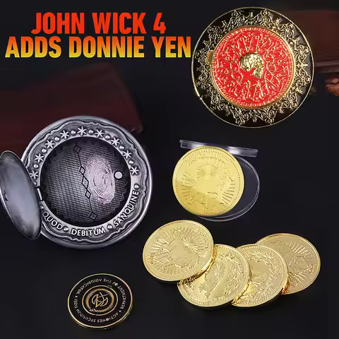 Big Size John Wick Coin Skull Keychain Blood Oath Marker Can Open Magnets Magnetically Attract Coin 