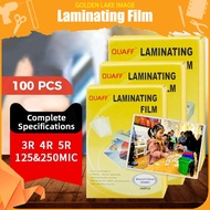 QUAFF 3R / 4R / 5R / ID Size Laminating Film 125 Micron & 250 Micron HOT Film High Quality 100Sheets