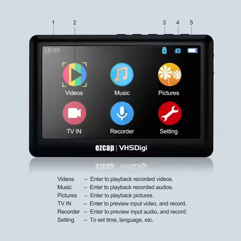 Ezcap180 AV Recorder Audio Video Capture Card VHS Digitizer Video Recording Box 4.3" for DVD Player 