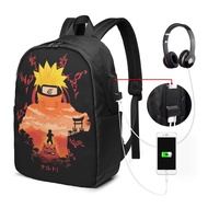 Naruto Backpack Laptop USB Charging Backpack 17 Inch Travel Backpack School Bag Large Capacity Student School Bag