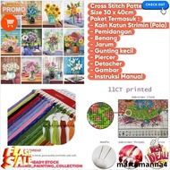 Cross Stitch Flower Pattern Fabric Cross Stitch Flower Set, Modern Cross Stitch Package, Orchid Cros