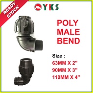 POLY MALE BEND - 63mm / 90mm / 110mm - HDPE - Pipe Fittings System Pipe Joint