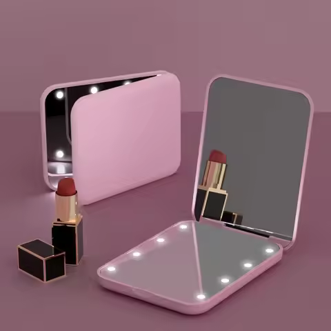 Compact Lighted Makeup Mirror – Slim Foldable Design with 2X Zoom, Perfect for Eyebrows, Concealer &