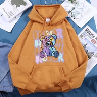 Humor Graffiti Teddy Bear Be Yourself Printed Women Hoodiescasual Sports Hoody Fleece Warm Comfortable Hooded Fashion Street Top vzu