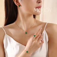 MOJOY 4 Pcs/Set Simple Petal Necklace Five Leaf Flower Bracelet Set for Woman Holiday Jewelry Gift