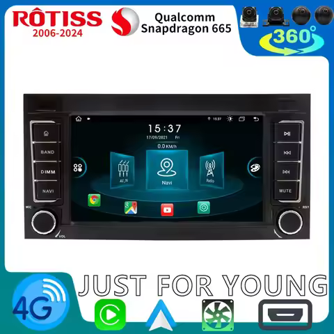 Rotiss 8Core 8G+256G Android 12 Car GPS Radio For Volkswagen VW Touareg 7L T5 Multivan 360° Camera C