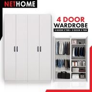 ⚡️CDISCOUNT⚡️4 Door Wooden Wardrobe / 2 door multifunctional wardrobe WITH 2 hanging pole / 2 Door w