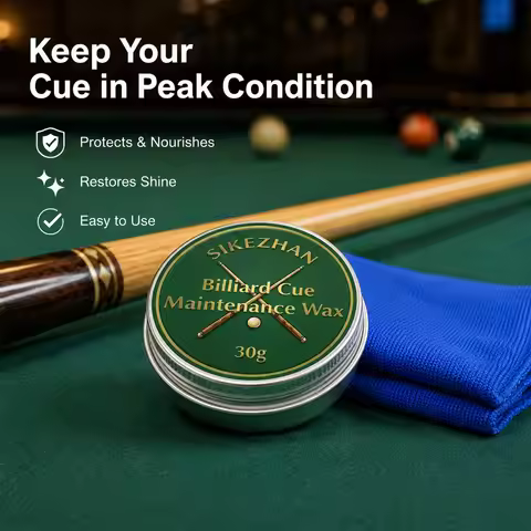 Billiard Cue Shaft Maintenance Wax and Microfiber Cleaning Cloth Set 30g Wood Polish for Smooth Stro