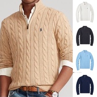 【In stock】Twist Sweater Men's Half-High Zipper Sweater Autumn Winter Embroidery Long-Sleeved Warm Ca