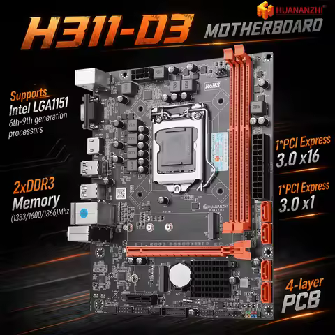 HUANANZHI H311-D3 LGA1151 DDR3 Motherboard M.2 NVMe Micro ATX for Intel Core Pentium Celeron 6th 7th