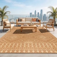 LBRO2M Waterproof Outdoor Rugs 9X12 for Patio Outdoor Plastic Straw Rug Reversible Outdoor Camping R