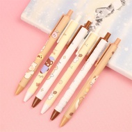 1Pc cartoon cream bear press pen, cute pet gel pen, black 0.5mm refill, creative signature pen, stationery, school supplies