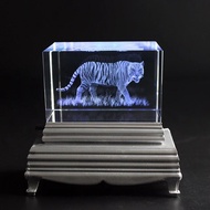 【Chat-support】 3d Engraved Cube K9 Crystal Tiger Image Sculpture White Diy Souvenir Crafts