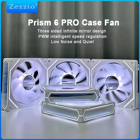 ZEZZIO PRISM 6 Pro 12CM Case Cooling Fan Three Infinity Mirror 5V 3PIN ARGB/PWM AURA SYNC Quiet Cool
