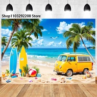 Summer Hawaii Beach Theme Tropical Flowers Aloha Flamingo Surfboard Seaside Birthday Kid Holiday Par