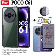 3 in 1 Poco C61 C 61 C6 1 Shockproof Phone Case for Poco C65 Anti Spy Soft Ceramic Matte Privacy Tem