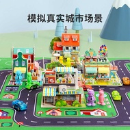 Children Assemble 3D City Street View Miniature Building Play House Toys Boy DIY House Model Assembl