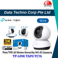 SG READY STOCK - TPLINK TAPO TC74 Pan/Tilt AI Home Security Wi-Fi 3K 5MP Resolution IP Security Home