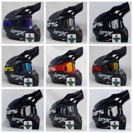JPX full face helmet JPX CROSS FOX1 solid plain black matte helmet and 100% goggles ( GOGGLE ONLY)