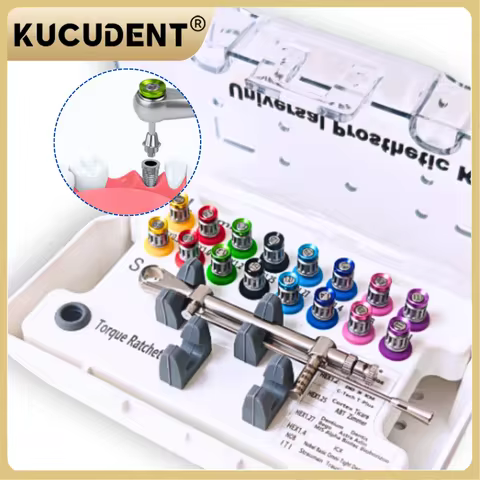 1SET Dental Implant Torque Wrench Kit 10-70NCM -16Pcs Universal Ratchet Screwdriver for Abutment Fix