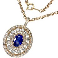 Pre-owned women's necklace featuring a 1.134ct sapphire and a 1.56ct diamond in 18K pink gold, 5.9g,