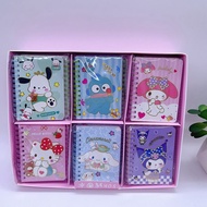 6/30pcs Sanrio โน้ตบุ๊คแบบพกพา Hello Kitty Kuromi Cinnamoroll Pachacco รายวันรายสัปดาห์ Planner เครื