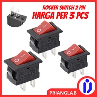 MERAH Rocker Switch Mini 2pin Black/ Mini Switch Black ON-OFF 2 Feet Mini Switch 2 Pin Red Rocker Sw