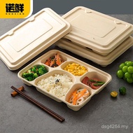 Tablew Tableware Packing Box Supply Five Grid Three Grid 4 Lunch Box Grid Takeaway Rectangular Dispo