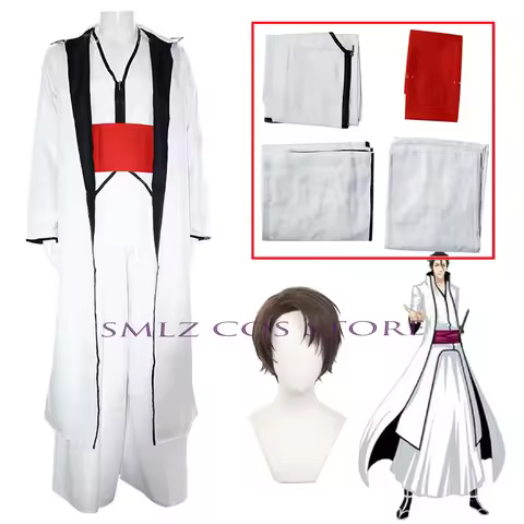 Cosplay Anime Aizen Sosuke Cosplay Bleach Costume Trench Uniform Wig Set Halloween Party White Outfi