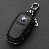 Leather Car Badge Package Car Key Holster Protection Case Cover for Bmw logo X1 X3 X4 X5 X6 X7 E46 E90 F20 E60 E39 F10 Car Accessories