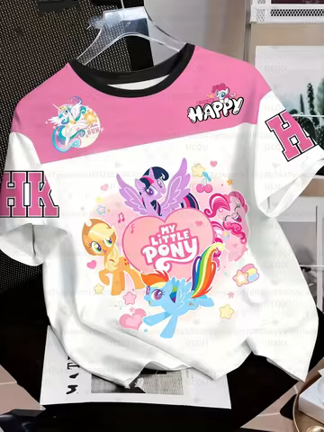 My Little Pony Boys Girls Family Kids T-shirt Tops Summer Cartoon Men's Women's Short Sleeve T-shirt