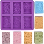 Silicone Soap Mold 6 Cavities Rectangle Flower Soap Molds for Homemade Craft Lotion, Cake, Ice Cube(