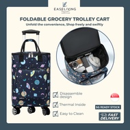 [HEAVY DUTY] Foldable Grocery Trolley Cart 50kg Capacity Lightweight Shopping Cart Compact Foldable 