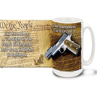 M1911 Hand Gun Pistol With Second endment 15 Oz Large Ceramic Coffee