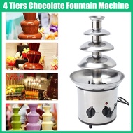 4 Tiers Chocolate Fountain Waterfall Melting Machine 220V Stainless Steel Chocolate DIY Mini Waterfa