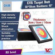 V Club Archery EVA Foam Target Butt - Size 50*50cm - Hardness 45° - Free Target Face / Target Pin