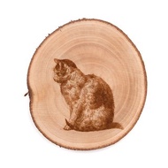 台灣肖楠杯墊-坐著貓咪|用原木年輪隔熱墊打造居家辦公室的質感