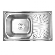 Global House CROWN อ่างล้างจานขอบฝัง 1 หลุมมีที่พัก 75x45x21 ซม. ST1-7545 รับประกันของเเท้