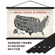 1pc Black Magnetic Hanging Hook Wooden Frame, Suitable For Posters (Length 21-71cm), Photos (Size 30